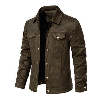 Lederjacke Herren Vintage Stil mit Taschen Elegant Schwarz - BerlinGlamour