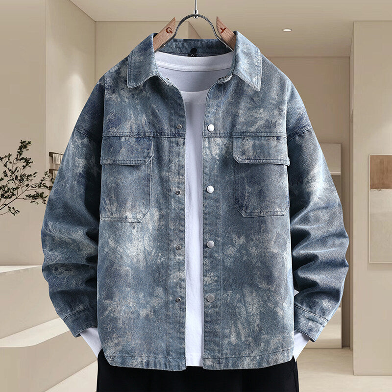 Herren Denimjacke Lässig Used Look Jeansjacke Männer