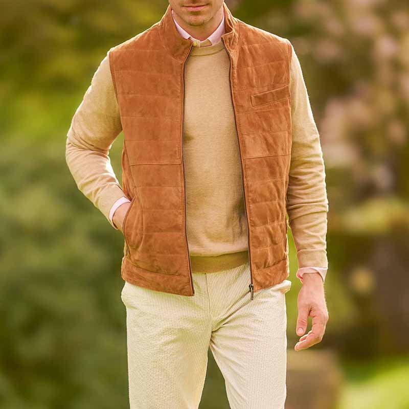 Lederweste Herren Wildleder mit vielen Taschen