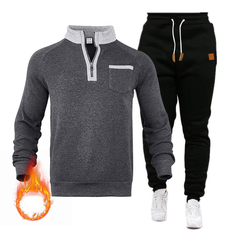Herren Sportswear Set Stehkragen Jogginganzug mit Brusttasche
