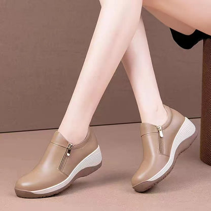 Damen Slip-On Schuhe Bequem Reißverschluss Weich