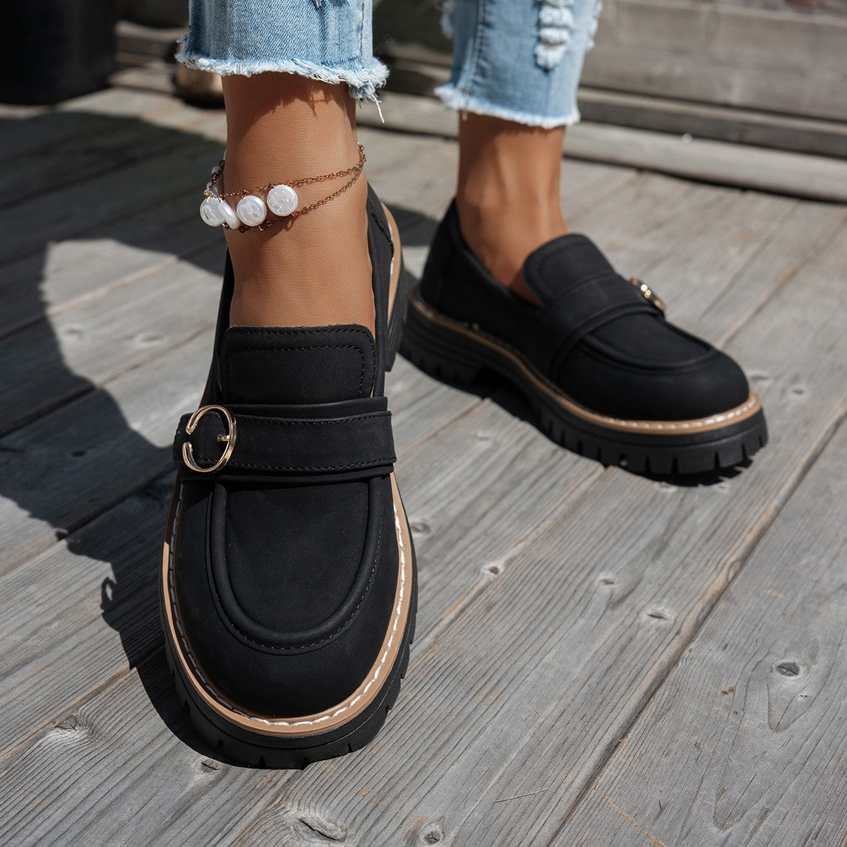 Damen Mokassinschuhe Elegantes Design Robust