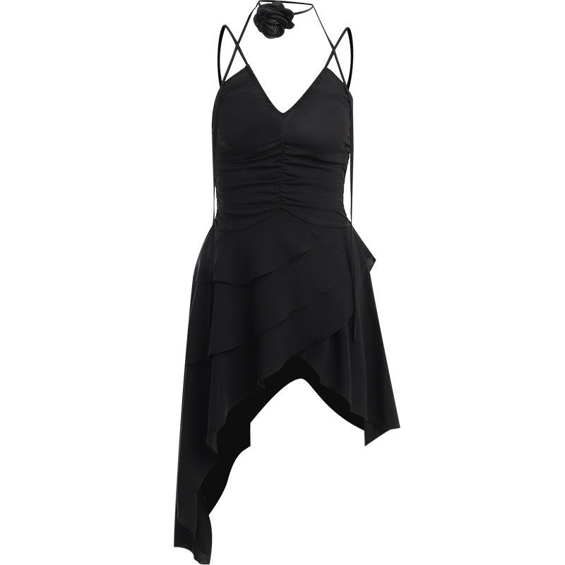 Sommerkleid Damen Asymmetrisch Rüschendetails Elegant