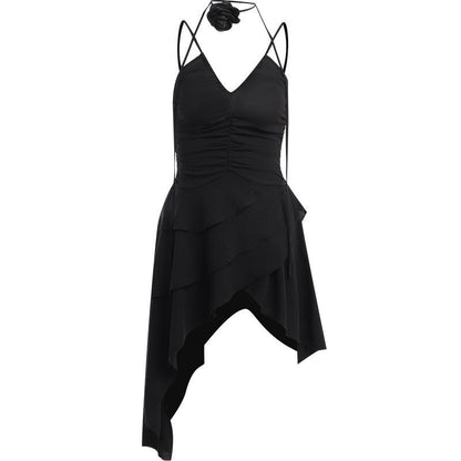 Sommerkleid Damen Asymmetrisch Rüschendetails Elegant