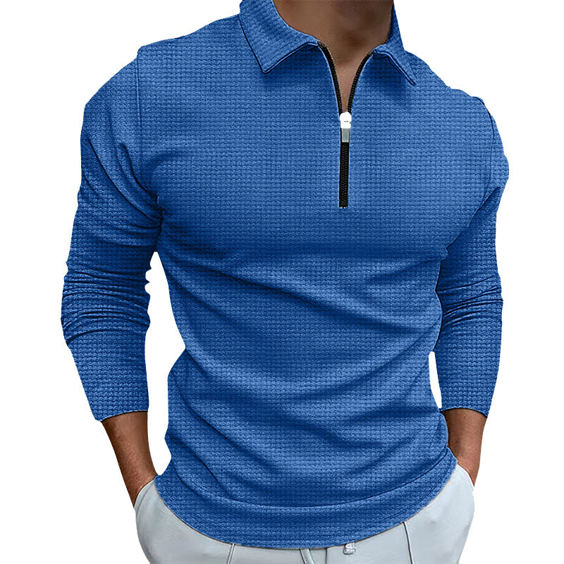 Herren Langarmshirt Mit Reißverschluss Stehkragen Modern