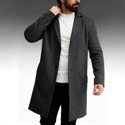 Herren Wintermantel Eleganter dunkler Langmantel Modern