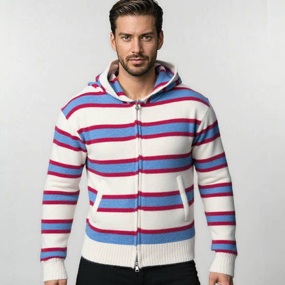 Herren Kapuzenjacke Streifen Weich Modern