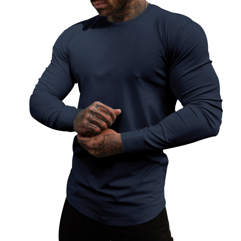 Herren Langarmshirt Weich Elastisch Baumwolle Rundhals