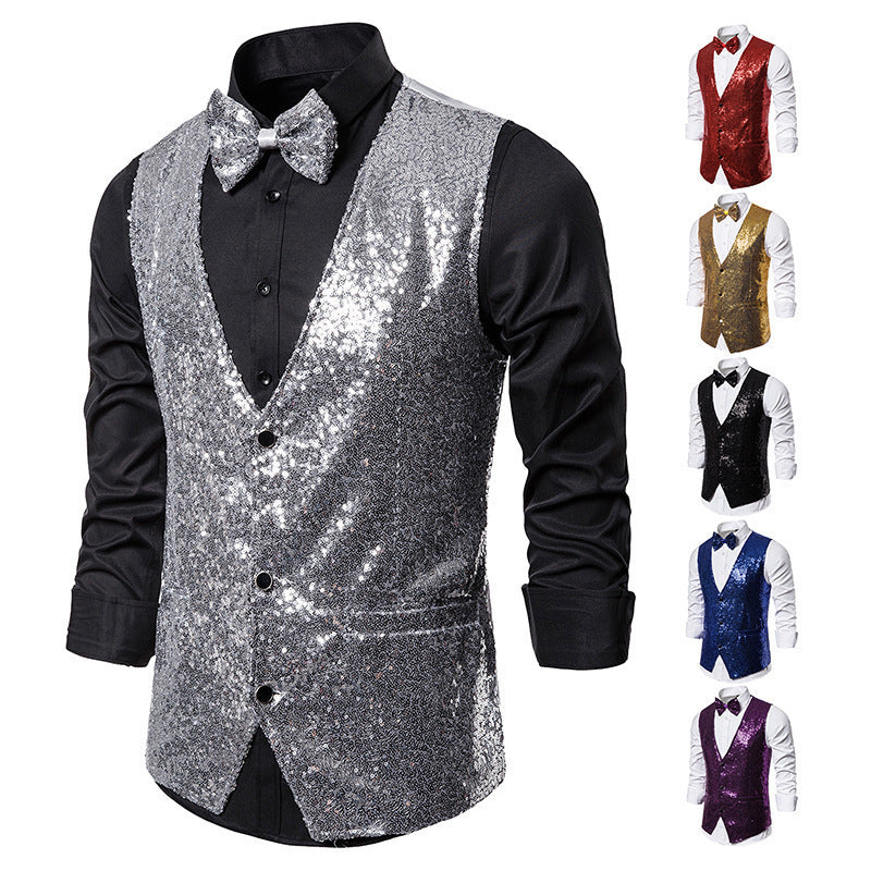 Herren Weste Glitzer Sequin Modern Berlin Style - BerlinGlamour
