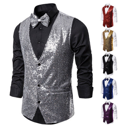 Herren Weste Glitzer Sequin Modern Berlin Style - BerlinGlamour
