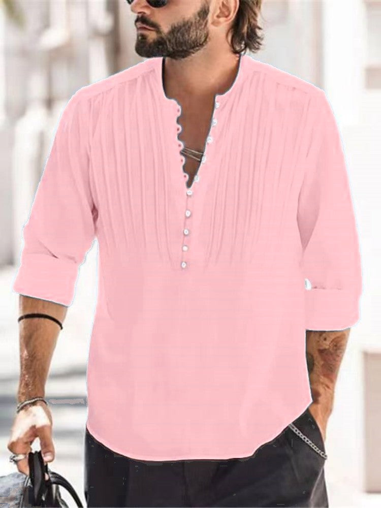 Herren Hemd Plissee Elegantes Button Down Design