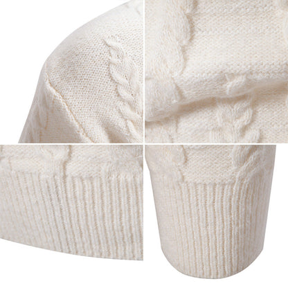 Herren Pullover Feinstrick Kabelmuster Hochkragen