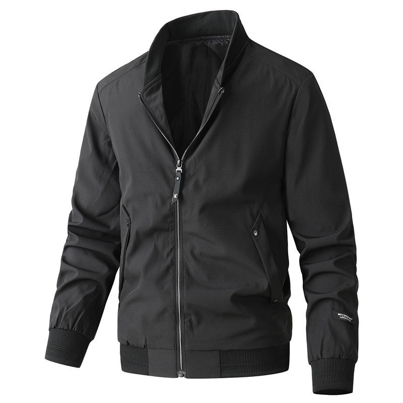 Herren Freizeitjacke Modern mit Stehkragen Schwarz