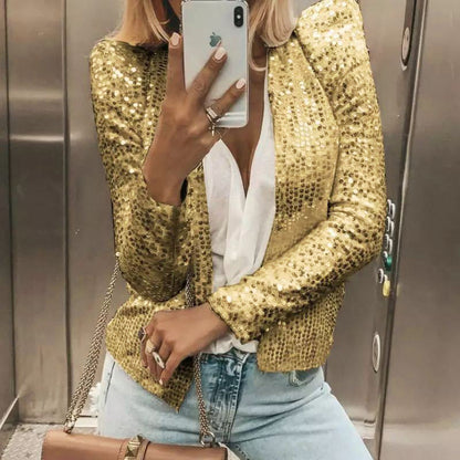 Glitzernde Damen Strickjacke Elegant Frauen