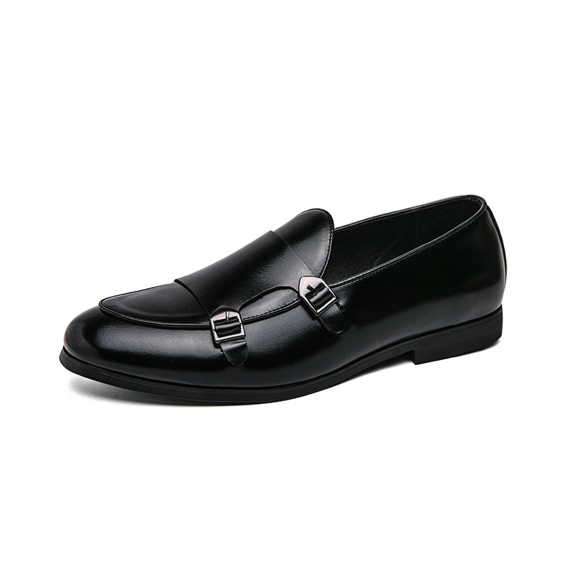 Damen Mokassins Elegante Doppelschnalle schwarz Mode