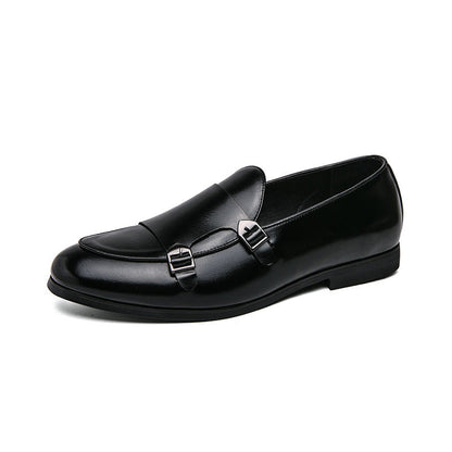 Damen Mokassins Elegante Doppelschnalle schwarz Mode