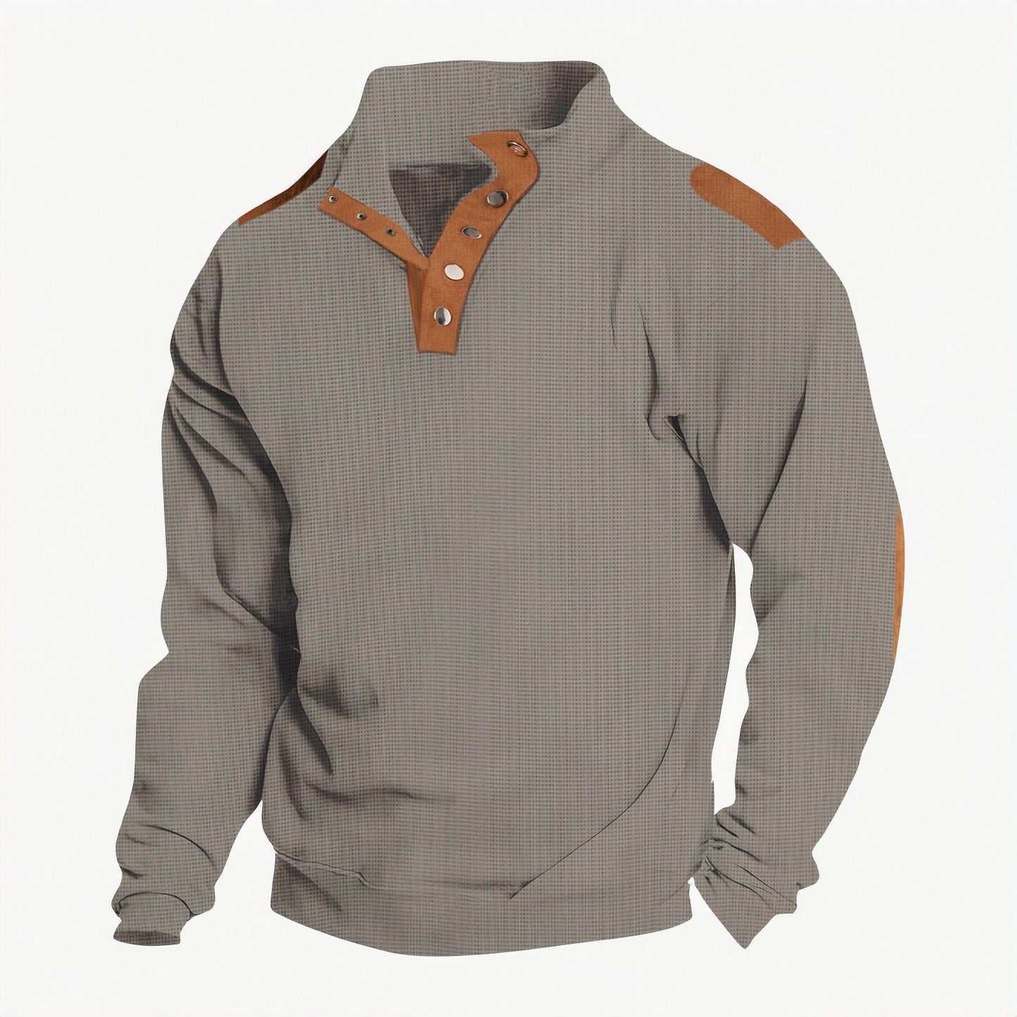 Herren Pullover Modern mit Druckknöpfen Kunstleder