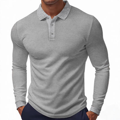 Herren Polohemd Sportlich Langarm Modern