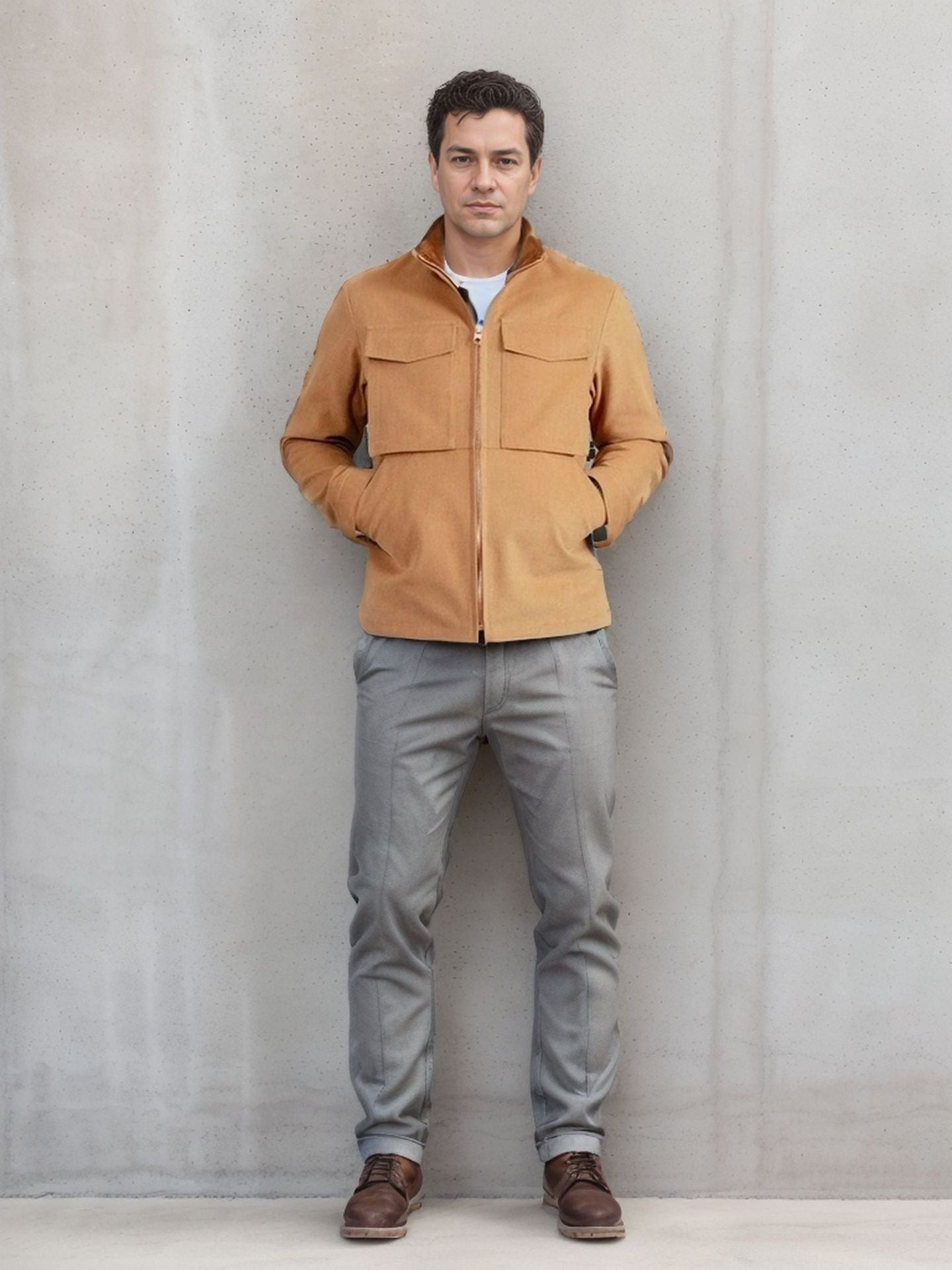 Herren Jacke Utility Modern mit Taschen Schwarz
