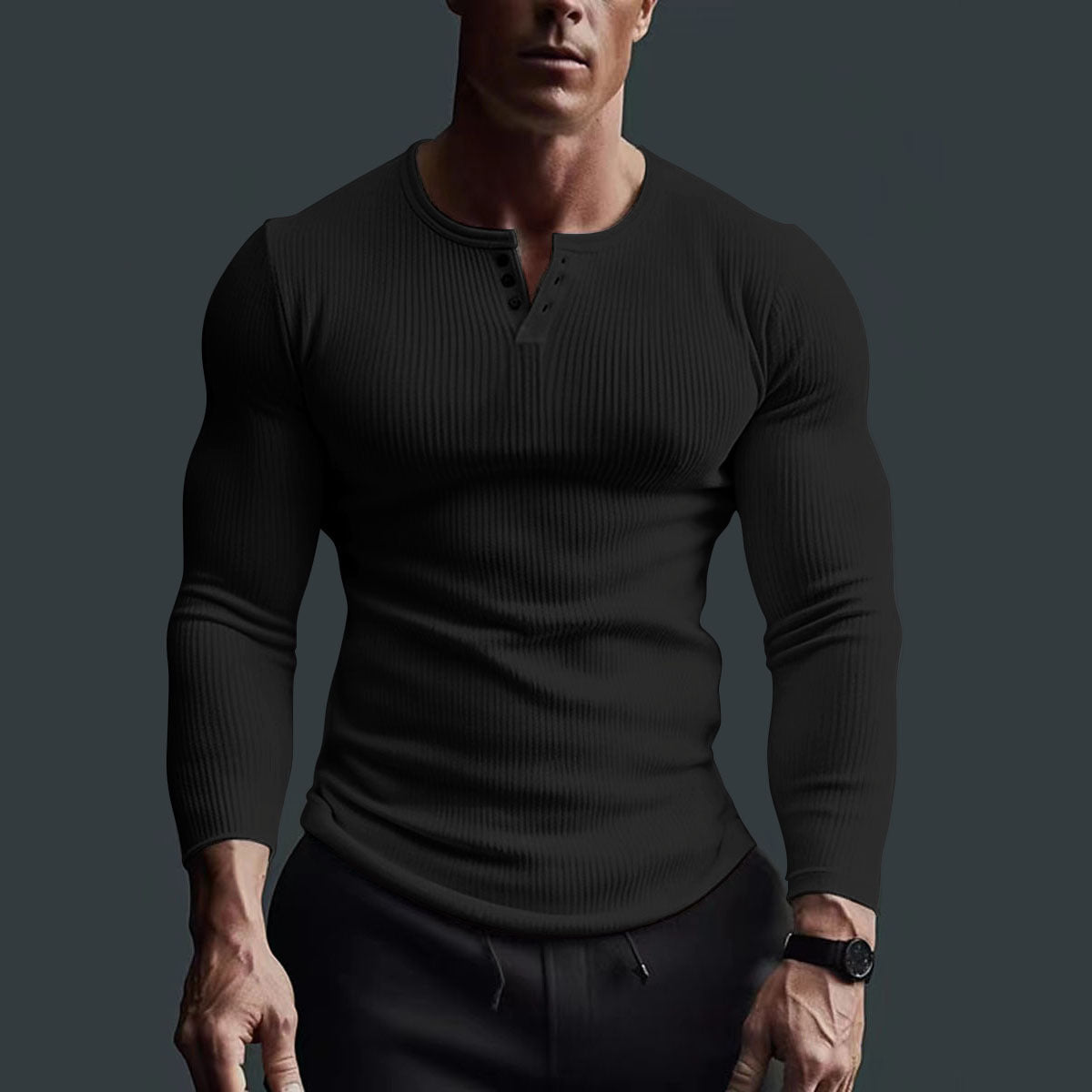 Herren Langarmshirt Modern Ripp Design Slim Fit