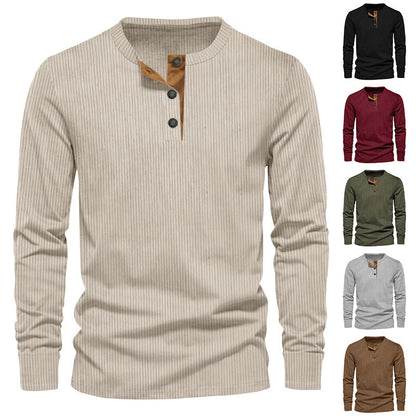 Herren Langarmshirt Strukturiert mit Knöpfen Modern - BerlinGlamour