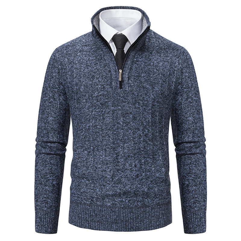 Herren Pullover Strick Reißverschluss Kragen Hoch