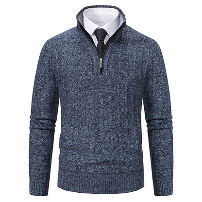 Herren Pullover Strick Reißverschluss Kragen Hoch