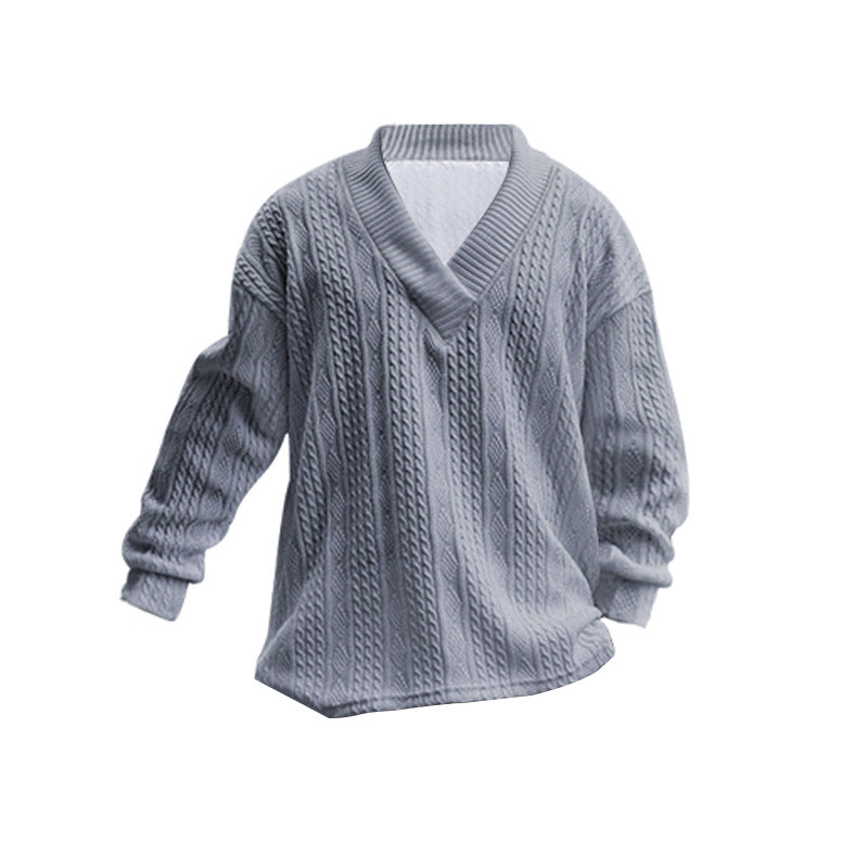 Herren Strickpullover V-Ausschnitt Modern Kabelstrick Muster