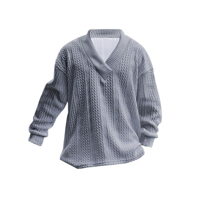 Herren Strickpullover V-Ausschnitt Modern Kabelstrick Muster