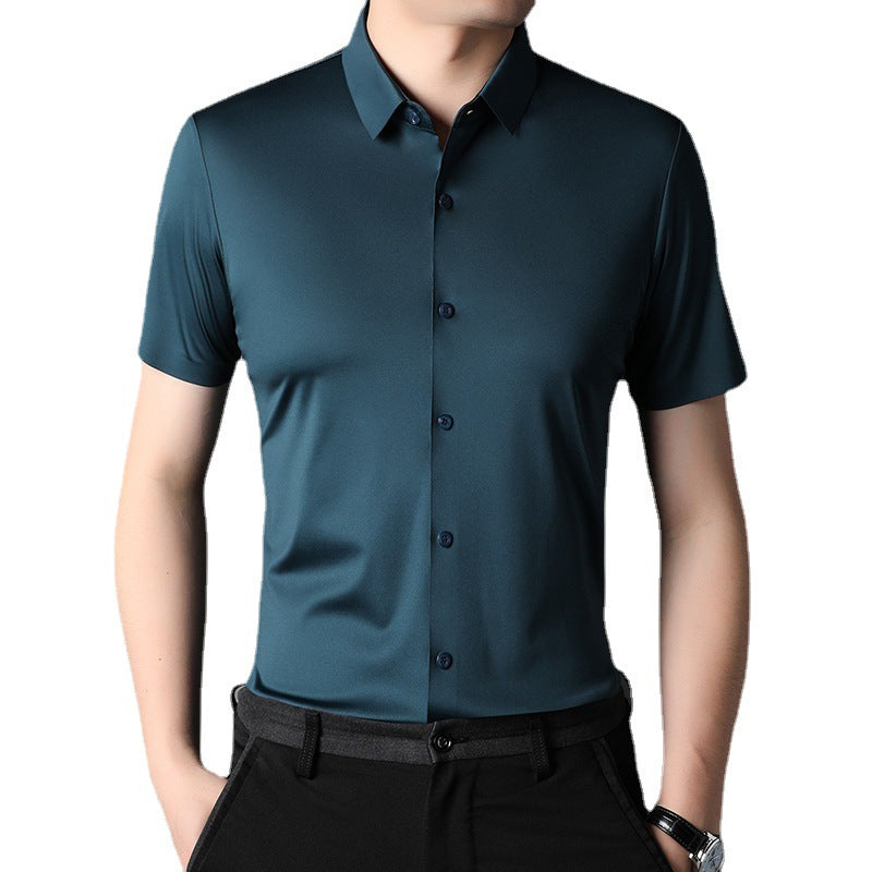 Herren Kurzarmhemd Seidenstoff Elegant Berlin