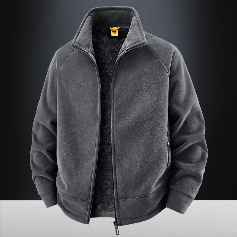 Herren Fleecejacke Weich Warm Reißverschluss Schwarz