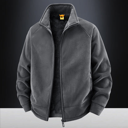 Herren Fleecejacke Weich Warm Reißverschluss Schwarz