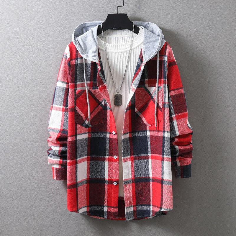 Herren Flanell-Hemdjacke Kapuze Graffiti Muster Schwarz - BerlinGlamour