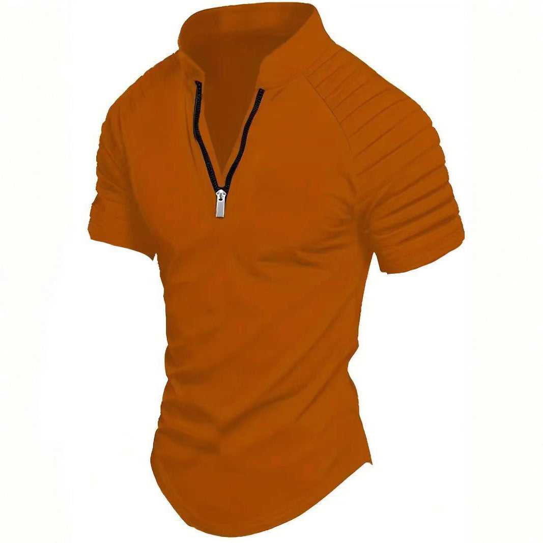 Herren Sportshirt Kurzarm Zip Modern