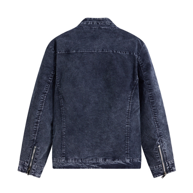 Herren Jeansjacke Modern mit Reißverschlusstaschen Schwarz