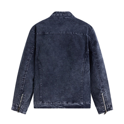 Herren Jeansjacke Modern mit Reißverschlusstaschen Schwarz