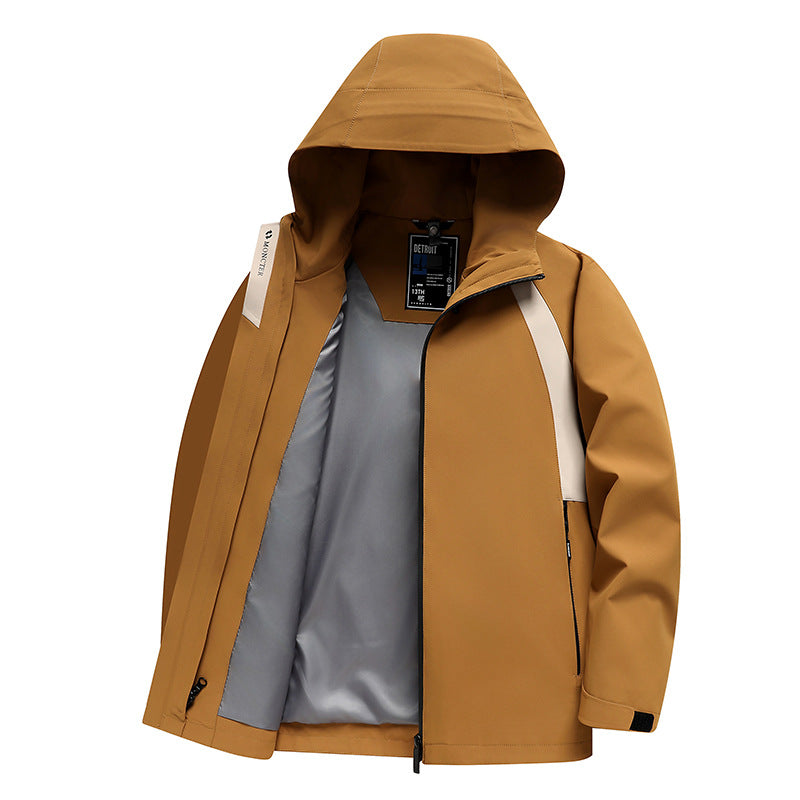 Herren Outdoorjacke Wandern Waterproof mit abnehmbarer Kapuze