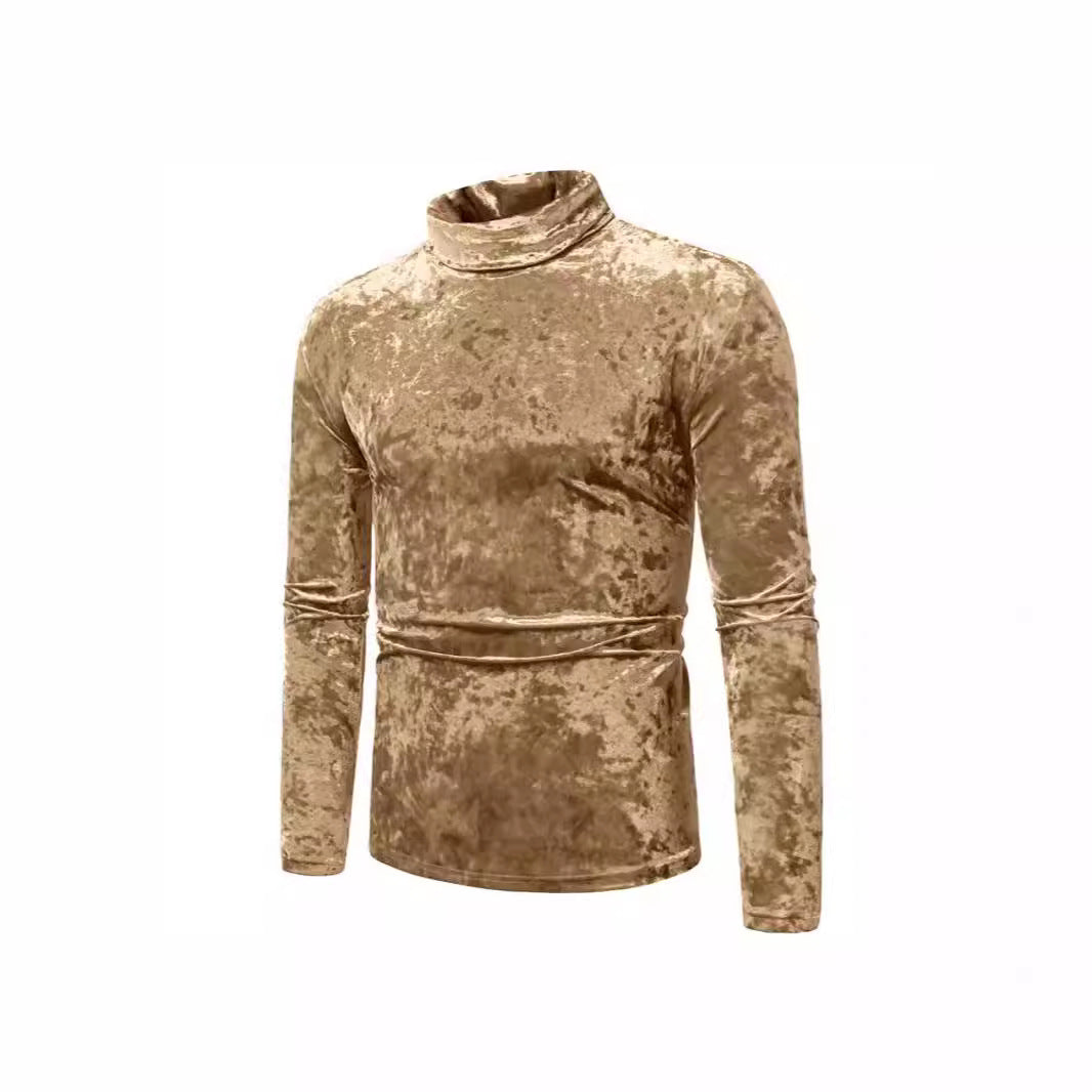 Herren Rollkragenpullover Weich Samt Elegant Modern