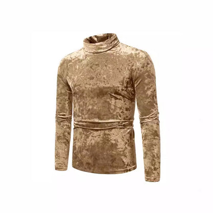 Herren Rollkragenpullover Weich Samt Elegant Modern