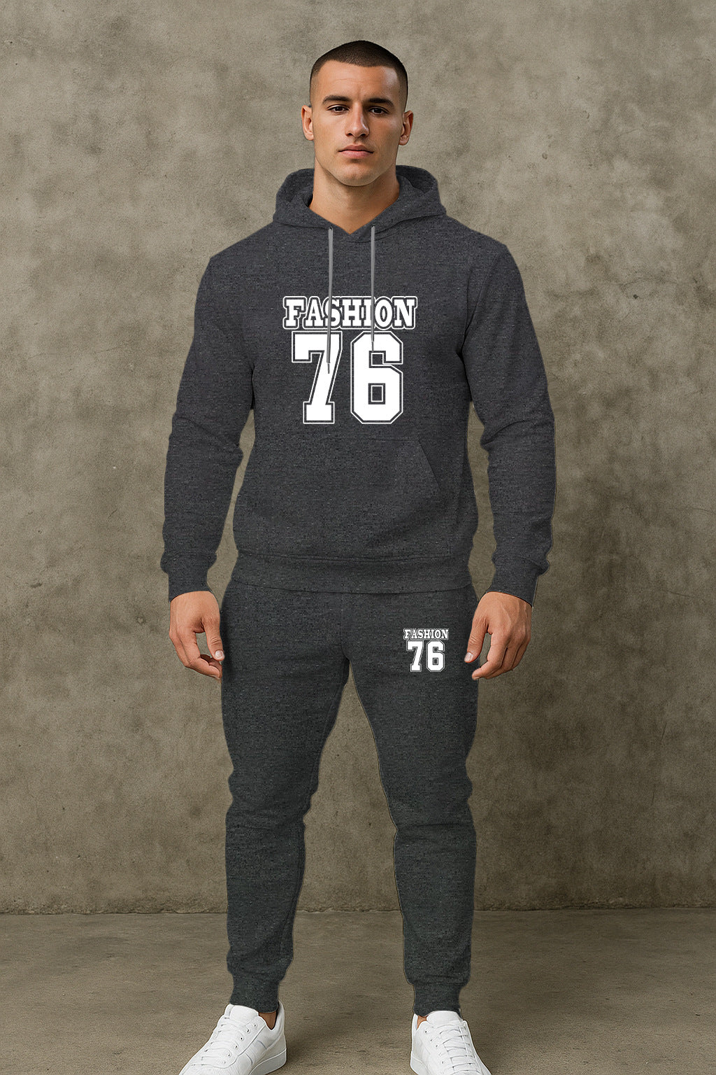 Herren Sport Set Hoodie Jogginghose Bequem Grau