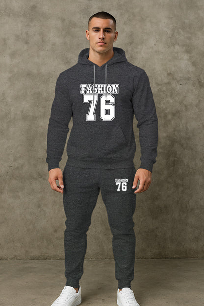 Herren Sport Set Hoodie Jogginghose Bequem Grau