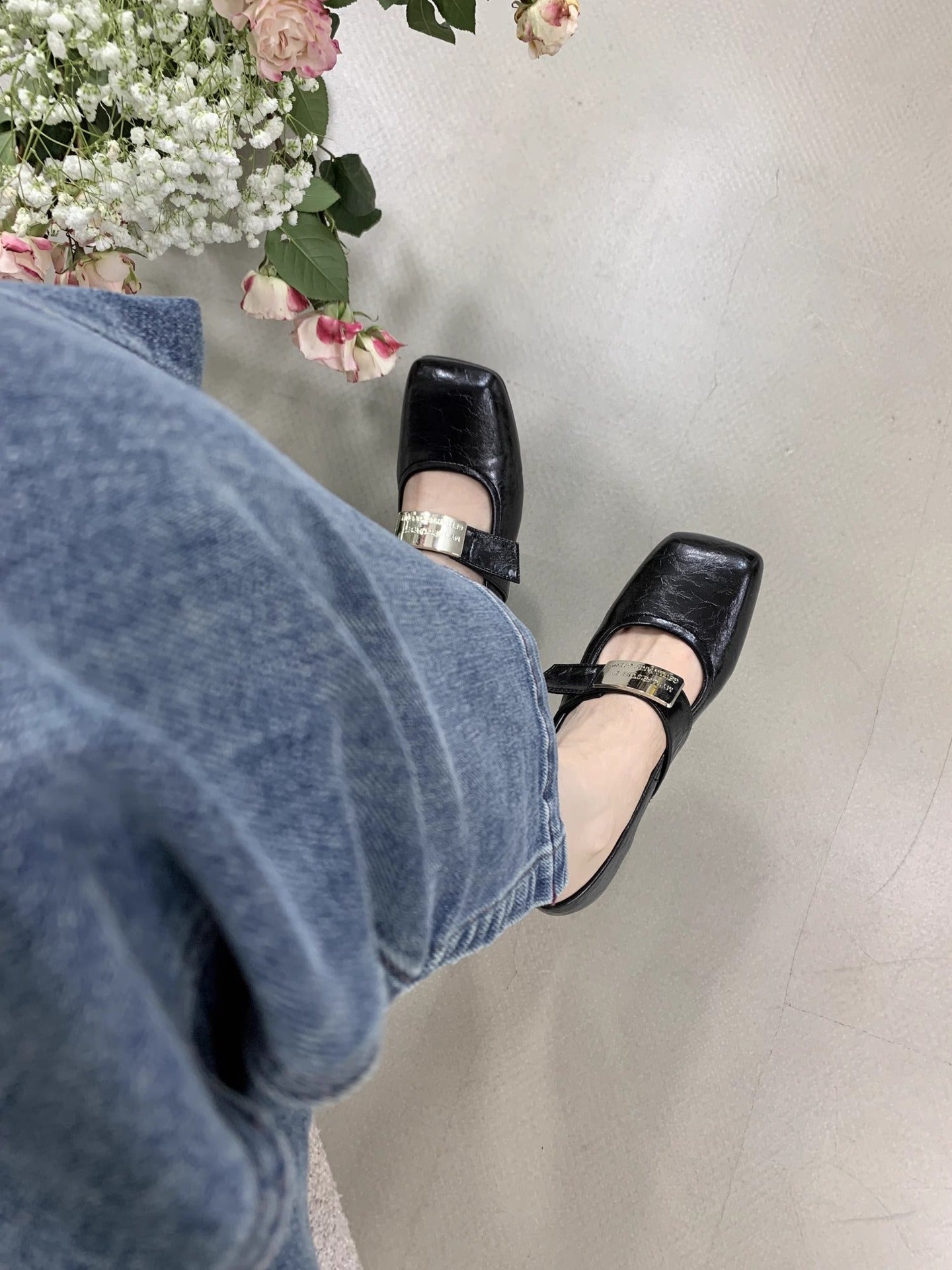 Damen Ballerinas Bequem Riemchenverschluss Modern