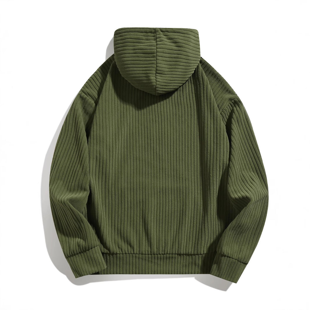 Herren Hoodie Freizeit Kapuze Rippstruktur Kängurutasche