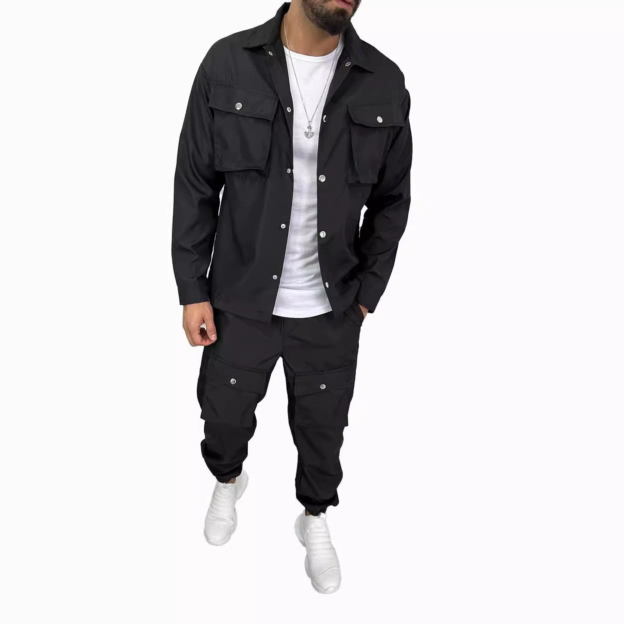 Herren Cargo-Set Funktionelle Hose Hemd Komfort Schnitt