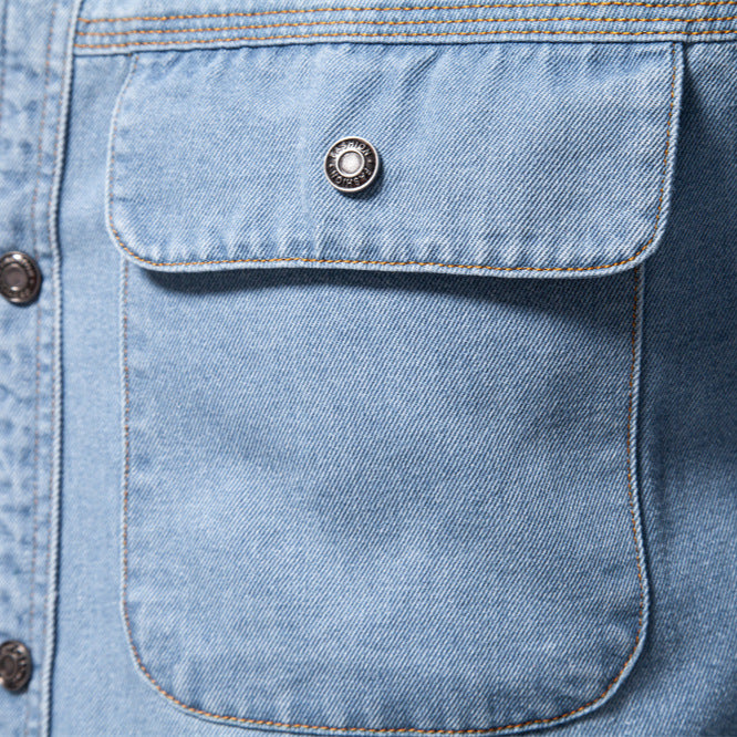 Herren Denim Hemd Modern Schnitt 2 Brusttaschen