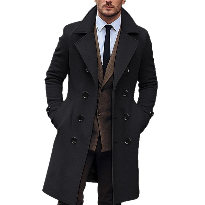 Herren Wollmantel Klassisch Winterwarm Elegant
