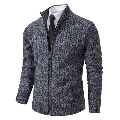 Herren Strickjacke Stehkragen Musterung Modern