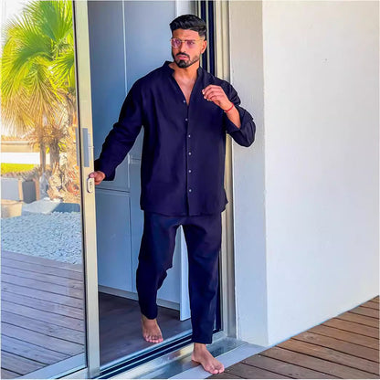 Herren Leinenanzug Modern Stehkragen Praktisch