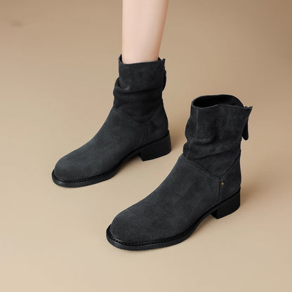 Damen Ankle Boots Lässig mit Falten Design Schlicht