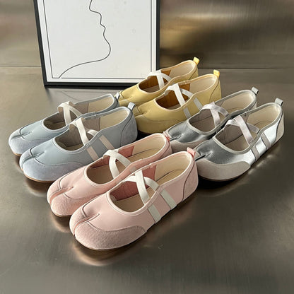 Damen Ballerinas Bequem Leder Komfort Schuhe